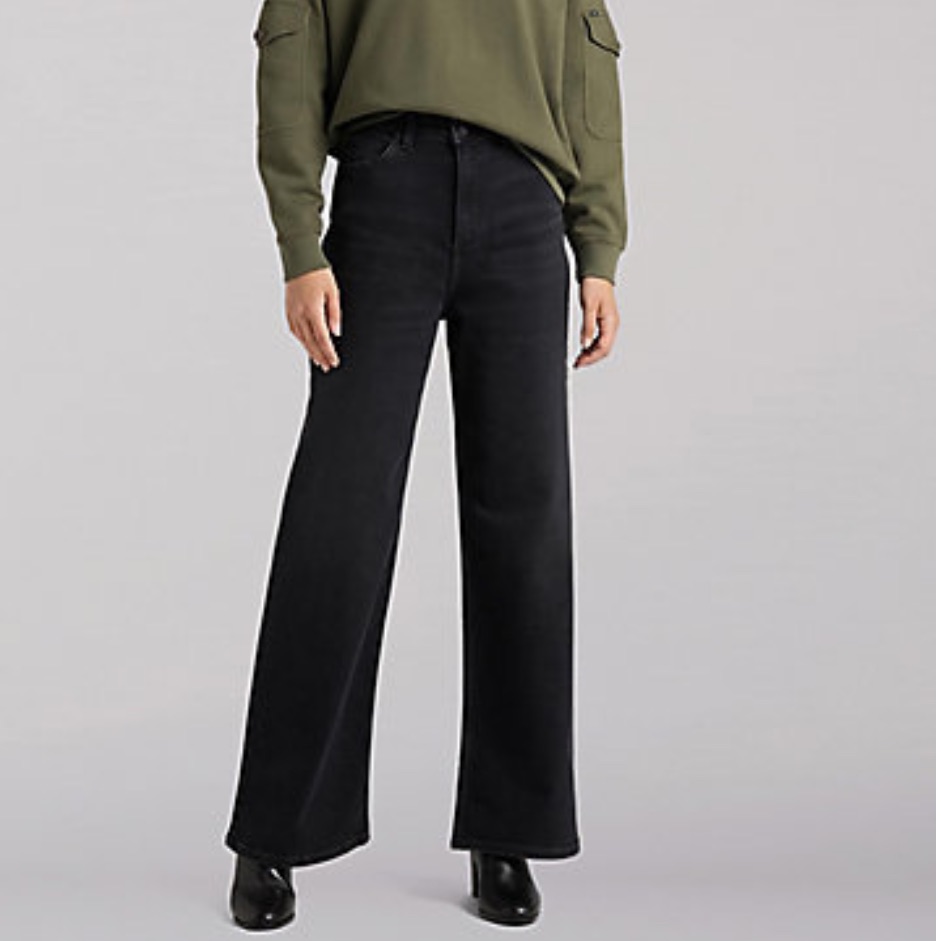 Lee European Collection High Rise A Line Flare Jean In Black Size 27